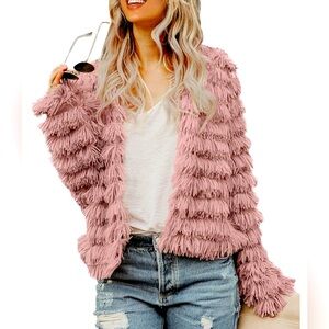 NWOT Pink Furry Fluffy Jacket